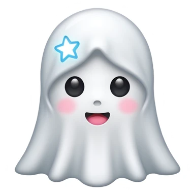 ghost kawai star white sticker
