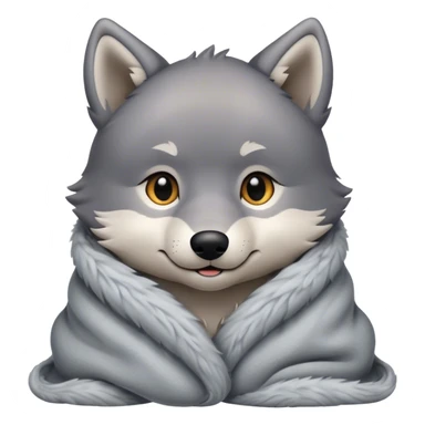 Cozy wolf pup in blanket sticker