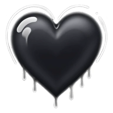 black ink heart emoji with ink streaks, isolated on white background sticker