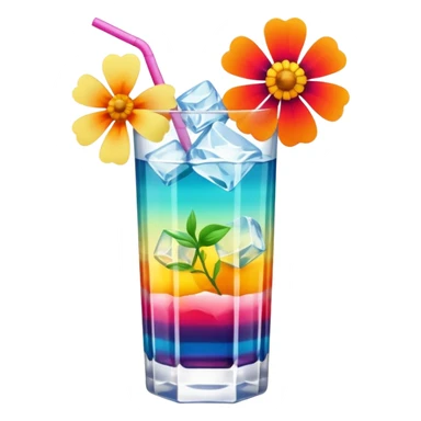 colorful aesthetic drink with flower decor sticker