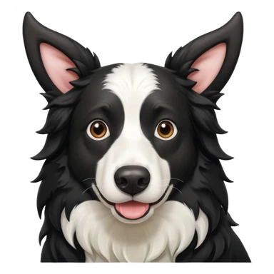 A black and white border collie has cow's horns. sticker