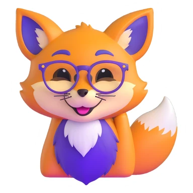 A magical fox with shimmering purple and blue fur, a glowing tail, a silver star on its forehead, and round glasses, laughing so hard that tears are streaming from its eyes sticker