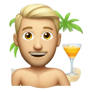 caucasian guy relaxed at the beach drinking a cocktail sticker