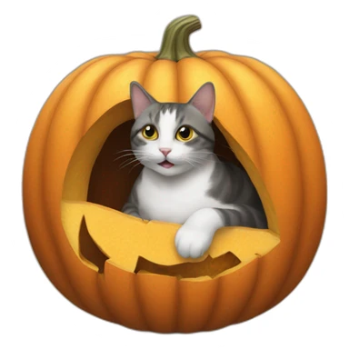 cat stuck in pumpkin sticker
