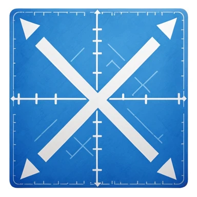 blue blueprint plan with white lines, dotted path, and X mark sticker