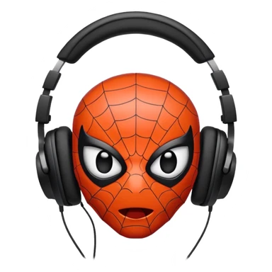 The black spider emoji but with white headphones sticker