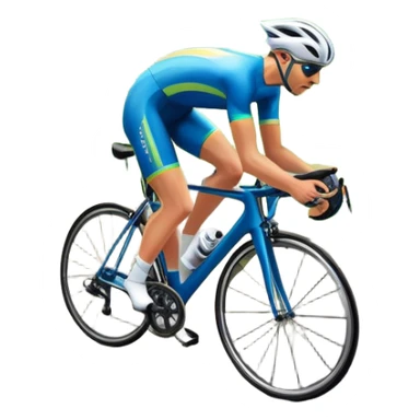 An icon featuring a sleek road bicycle with aerodynamic wheels on a winding mountain road. The background showcases a stunning landscape with rolling green hills, a bright blue sky, and distant peaks. Sunlight casts dynamic shadows, emphasizing motion and speed. Transparent background. sticker