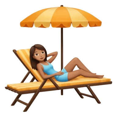 a girl with dark brown hair that is sunbathing on a long chair  sticker