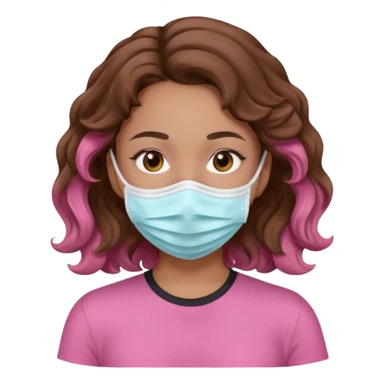 lightskin girl having a spa day with mask and pink shirt and brown wavy hair  sticker