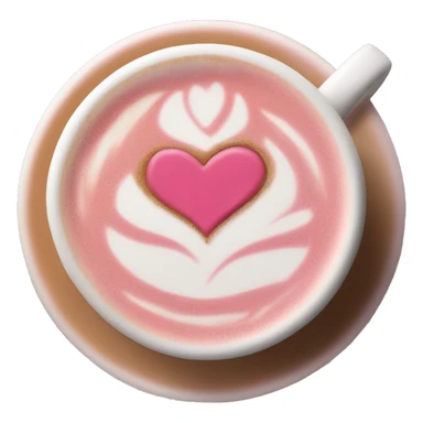 pink latte with heart shaped latte art sticker