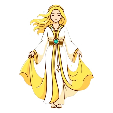 fullbody universe goddess Sophia, Ethereal Light Being, Made of starlight and fractals, Glowing white/gold skin with flowing translucent robes, Hair like galaxy mist, Jewelry made of stars and crystals sticker