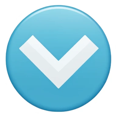 "A small solid cyan-blue circle with a centered bright white check mark, clean and minimal, symbolizing trust and distinction." sticker