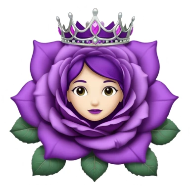 Purple rose flower, silver circle plaque with silver tiara sticker