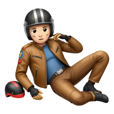 a motorcyclist lying on the ground who has just fallen sticker
