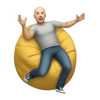 Bald Caucasian man tossing beanbag  sticker