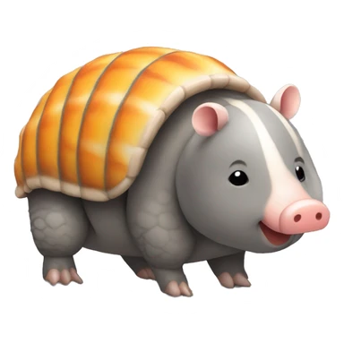 Yellow and gray chubby round armadillo pig panda centipede with orange face armadillo sticker