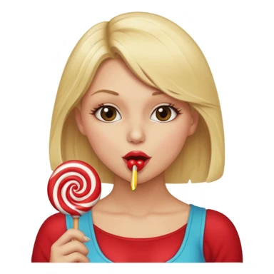A naked blonde female sucking on a lollipop seductively with nice naked tits.big naked boobs sticker