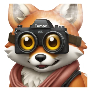photorealistic detailled kawaii fox taking photo with canon 1DX sticker