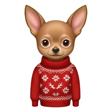 Dark Tan deer-head chihuahua sitting wearing a sweater sticker