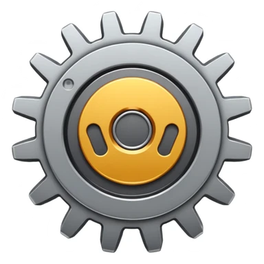 settings gear icon for site navigation. just one gear. no happy face, just grey, 6 notches sticker