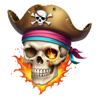 Anime skull exploding while wearing porate straw hat sticker