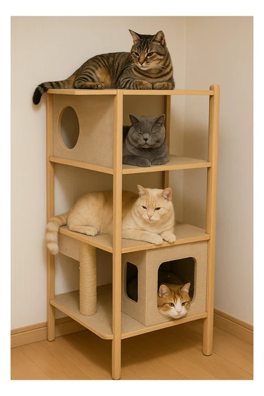 cats relaxing in a vertical playhouse sticker