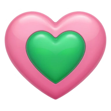 Pink heart with smaller green heart sticker