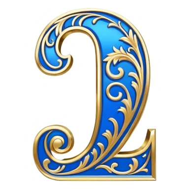 Bold Blue-White-Gold Font Capital “I” Letter  sticker