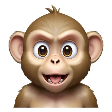 Cinematic Comical Macaque Portrait Emoji, Head tilted dramatically with an exaggeratedly shocked expression, featuring a dynamic, animated face with wide, comically expressive eyes full of humorous disbelief, Simplified yet hilariously expressive features, highly detailed, glowing with a slightly sassy glow, high shine, dramatic yet playful, stylized with an air of quirky primate attitude, soft glowing outline, capturing the essence of a meme-worthy macaque that looks ready to side-eye its way into viral fame! sticker