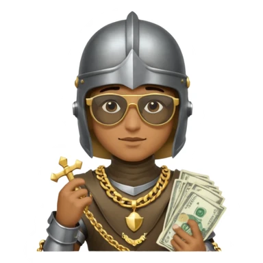 Knight helmet gold chain dark glasses money sticker