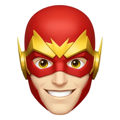 smiling face of The Flash superhero with red mask and yellow accents sticker