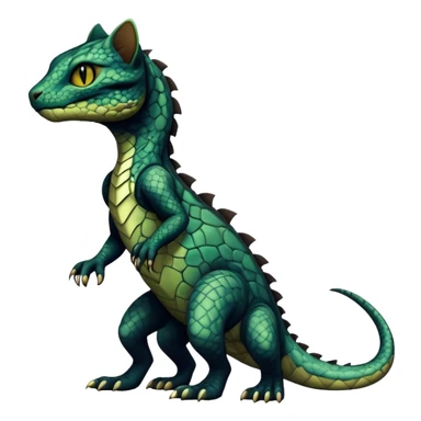 a dark gothic edgy reptilian feline-vernid-fionbri-creature with splash patterns full body sticker