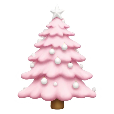 baby pink Christmas tree with white ornaments sticker