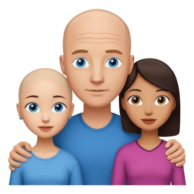 Bald white man blue eyes in love with Filipina woman 2 young Filipina girls sticker