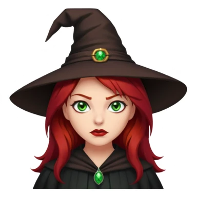 Dark blood Red haired witch. Green eyes annoyed. Sexy attitude. sticker