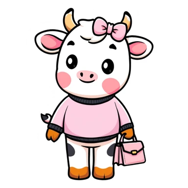 Preppy cow  sticker