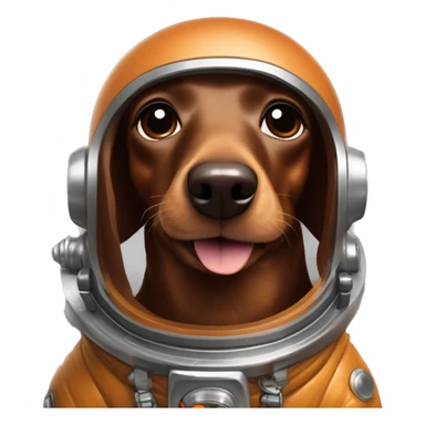 Sausage dog in a space suit with tongue hanging out. Classic brown chocolate coloured dog with cute puppy eyes. sticker