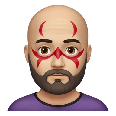 bald bearded man with face paint sticker