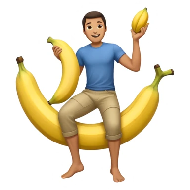 naked man with a big banana sticking up from between his legs sticker