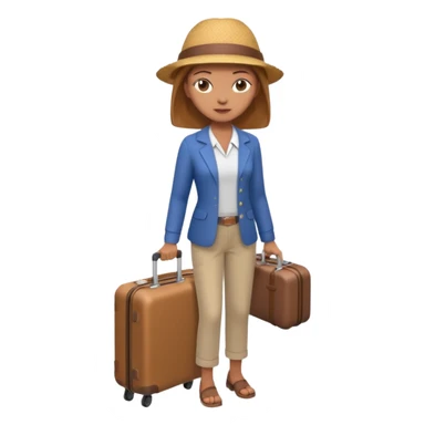 woman carrying a suitcase portrait, head and shoulders only, suitcase handle visible near shoulder, casual travel outfit, confident expression, travel vibe, 3D cartoon style, mobile game icon style, clean background, no text, no watermark
 sticker