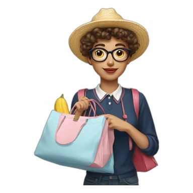 Hyperrealist Preppy spanish with shoping bag sticker