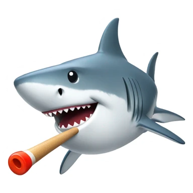 Shark whit pool stick sticker