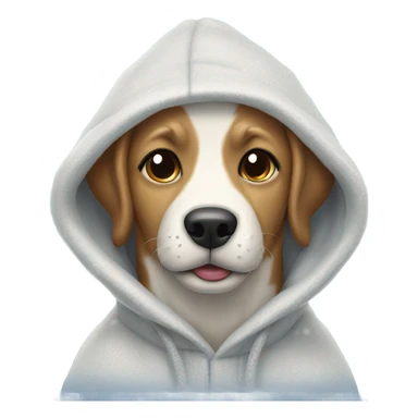 Dog wearing hoodie playing in the snow sticker