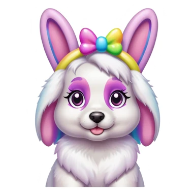 Lisa Frank Easter bunny headband on dog Face sticker