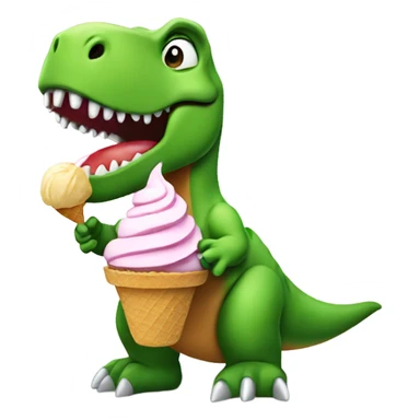 Dinosaur eating a ice cream sticker
