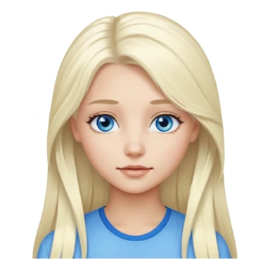 platinum blonde girl with long hair and forelocks, blue eyes. sticker