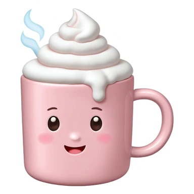 Light Pink mug of hot chocolate with marshmallows sticker