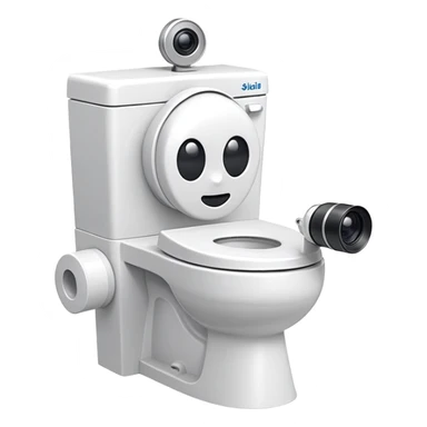 skibidi toilet character, anthropomorphic toilet with camera head sticker