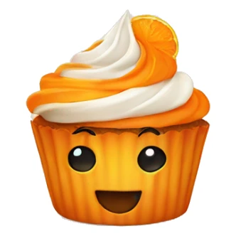 Orange cupcake with a happy face sticker
