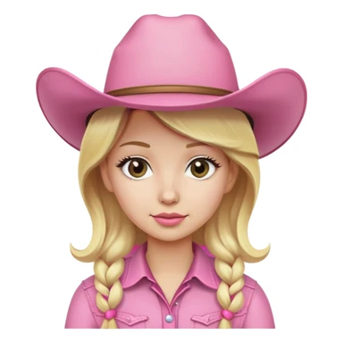 Girl with pink cowboy hat and blonde hair sticker